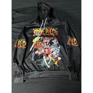 One Piece Straw Hat Pirates Anime Hoodie Black Graphic Sweatshirt Mens L,  Emo